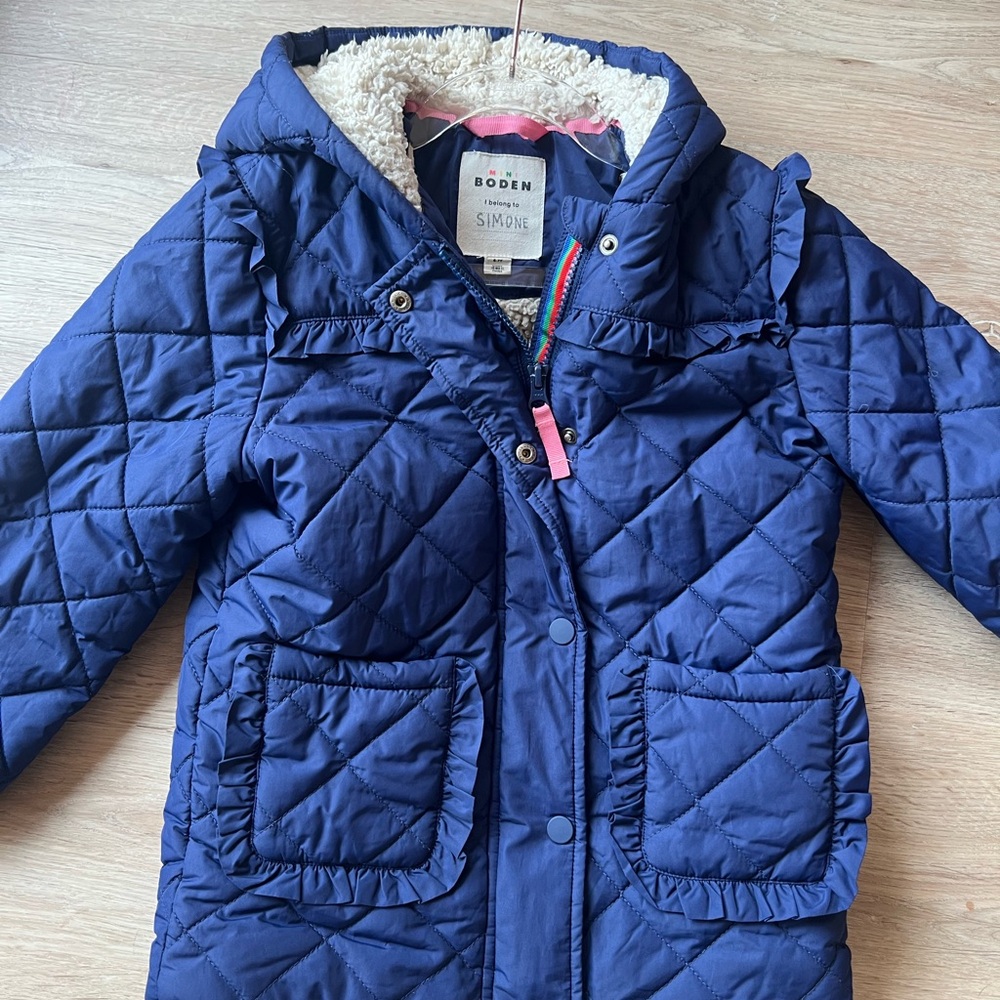 Mini Boden Navy Quilted Puffer Coat